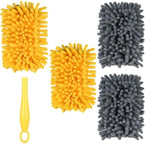 4 Pack Reusable Duster Refill Compatible with Swiffer Duster Handle, 360 Heavy Duty Dusters Refills, Microfiber Ceiling Fan Duster, Yellow