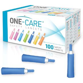 ONE-CARE Safety Lancets 21G x 1.8mm, Contact-Activated, 100/bx