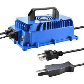 36V 20A Golf Cart Battery Charger with Crowsfoot Style Connector Crowfoot Plug, IP67 Waterproof, Blue