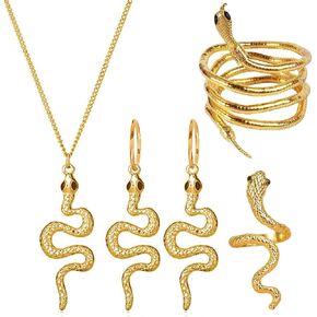 HUASAI Snake Jewelry Set for Women Snake Earrings for Women Gold Snake Pendant Necklace Gothic Snake Wrap Bracelet Open Adjustable Snake Ring for Girls Boho Snake Jewelry Set in Saudi Arabia