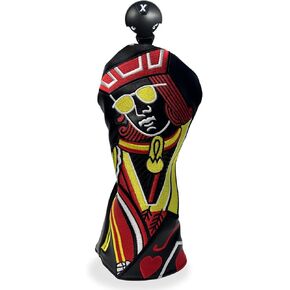 Poker Golf Headcover Golf Club Covers Fairway Wood Cover Headcover with Premium Synthetic Leather Material Embroidery Poker Pattern Fits for All Brand Golf Clubs.