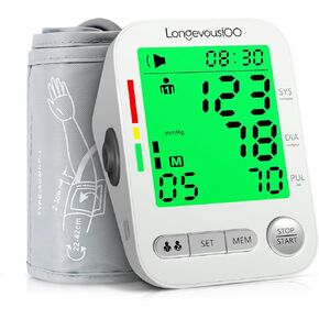 Blood Pressure Monitor, Blood Pressure Machine for Home Use, High Blood Monitor with Large Adjustable Arm Cuff, Rechargeable BP Machine with Dual User Modes
