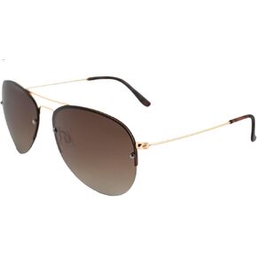 Epoch Eyewear Emerson Fashionable Polarized Sunglasses for Men or Women Aviators Style Rose Gold Rimless Frame w/Gradient Brown Lens