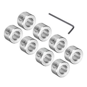 uxcell 8 Pcs Set Screw Shaft Collar 1/4"Bore, 304 Stainless Steel Shaft Collars, 1/2"OD, 1/4"Thickness, Axle Collar Clamp with a Hex Wrench