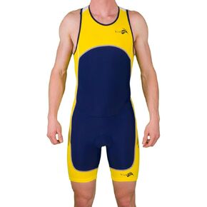 Men's Prima Race Trisuit - Tri Suits - Trisuits Triathlon Men - (Navy, Yellow, Large)