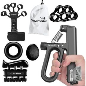 GymPanda Grip Strengthener Anti-Slip Forearm Hand Grips Strengthener Kit - 6 Pack Adjustable Resistance, Black