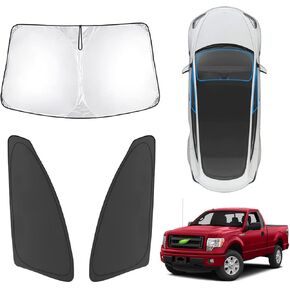 Karltys Sunshade for 2022-2024 Rivian R1T, Windshield & Front Seats Side Window Sun Shade, Thick Foldable Window Covers, Car Reflective Sun Visor Blocks UV & Heat (3PCS)