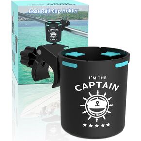 Marine Boat Rail Cup Holder, No Drilling Install On Bimini Top Conver Rail Or Pole, Grip Rail, Grab Bar, Boat Gifts for Boat Lover, Cup Holder for PWC, Jet Ski, Seadoo