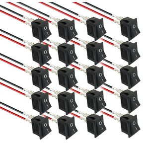 20 Pcs KCD1 Mini Boat Rocker Switch AC 6A/250V 8A/125V 2 Solder Lug SPST On/Off 2 Pin 2 Position with 40PCS 4.8mm Head Crimp Terminal
