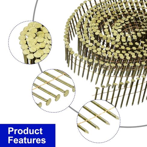uxcell 1600 Count Siding Nails 1-1/2" x 0.083" 15-Degree Ring Shank Full Round Head Collated Wire Coil for Lath and Sheathing Materials in Saudi Arabia