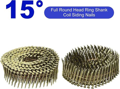 uxcell 1600 Count Siding Nails 1-1/2" x 0.083" 15-Degree Ring Shank Full Round Head Collated Wire Coil for Lath and Sheathing Materials in Saudi Arabia