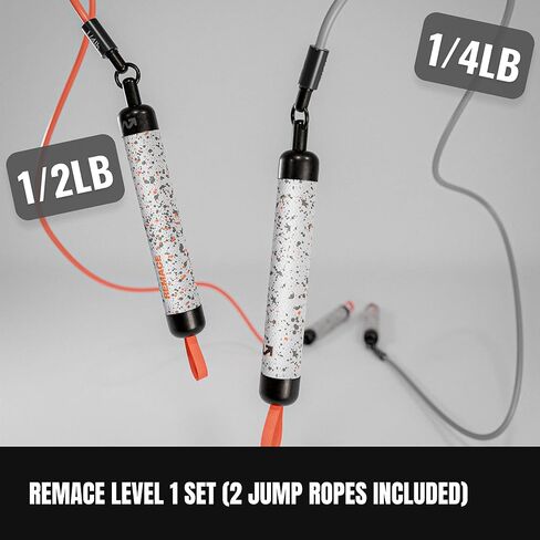 Level 1 Weighted Jump Rope Set - (1/4LB, 1/2LB) Workout Ropes - For Fitness, Exercise and Boxing - Speed Ropes For Beginner to Intermediate Jumpers - Two Ropes Included in Saudi Arabia