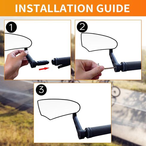 Bike Mirror 2 PCS,HD Glass Bicycle Mirrors for Handlebar Mount, Bar End Bike Rear View Mirror, Scratch Resistant Handlebar Mirror for E-bike, Cycle Rearview Mirror (0.55-0.78") in Saudi Arabia