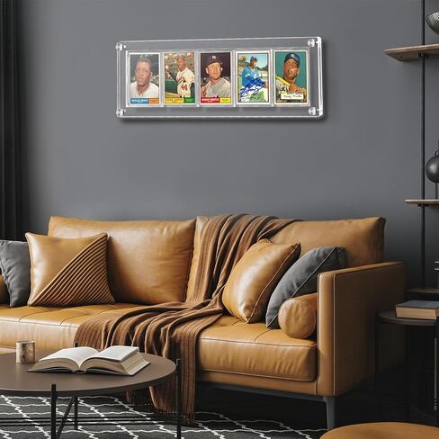 إطار عرض بطاقة التداول مع حامل بطاقات، حامل بطاقة بيسبول للحماية من الأشعة فوق البنفسجية، إطار بطاقة أكريليك شفاف مثبت على الحائط بسعة 5 بطاقات للبطاقات الرياضية in Kuwait