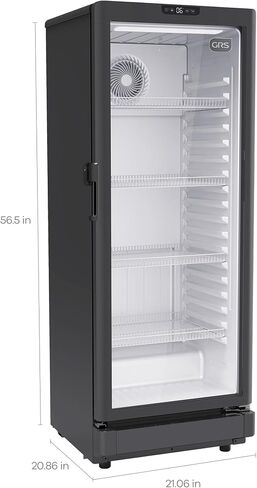 GRS Light Commercial Refrigerator with Double-Tempered Single Glass Door - 7.1 Cubic Feet Display Beverage Fridge, eCooler System, Ideal for Convenience Stores - Black in Saudi Arabia