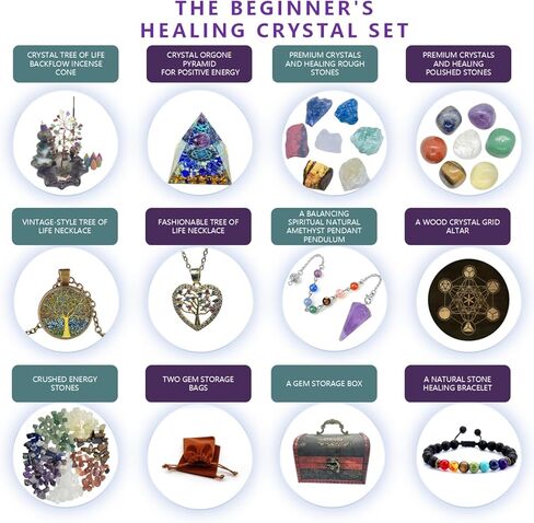 Chakra Set Healing Crystals Set, Natural Real Crystals and Healing Stones Set for Yoga, Meditation, Chakra Balancing, Wellness, Spiritual Protection, Calming, Good Luck Gifts for Women in Saudi Arabia