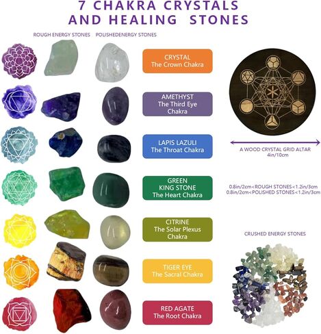 Chakra Set Healing Crystals Set, Natural Real Crystals and Healing Stones Set for Yoga, Meditation, Chakra Balancing, Wellness, Spiritual Protection, Calming, Good Luck Gifts for Women in Saudi Arabia