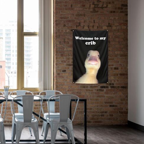 Generic مرحبًا بكم في My Crib Tapestry 2X3 Feet أعلام مضحكة مع 4 حلقات نحاسية للرجال كهف جدار الكلية ديكور غرفة النوم، في الهواء الطلق، والحفلات، أسود in Kuwait