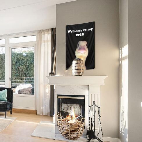 Generic مرحبًا بكم في My Crib Tapestry 2X3 Feet أعلام مضحكة مع 4 حلقات نحاسية للرجال كهف جدار الكلية ديكور غرفة النوم، في الهواء الطلق، والحفلات، أسود in Kuwait