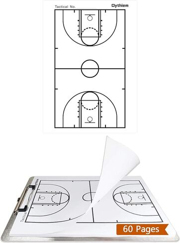 Basketball Coaching Board, Tear-Off Basketball Full Court-60 Page, Basketball White Board for Coaches, Perfect Match Gel Pen, Markers, A4 Board Clip. Clipboard for Coaches, Coaching Equipment in Saudi Arabia