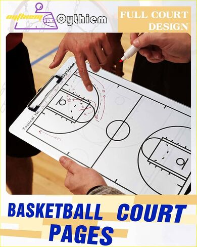 Basketball Coaching Board, Tear-Off Basketball Full Court-60 Page, Basketball White Board for Coaches, Perfect Match Gel Pen, Markers, A4 Board Clip. Clipboard for Coaches, Coaching Equipment in Saudi Arabia