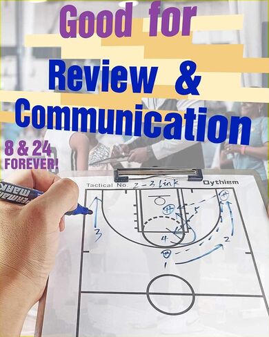 Basketball Coaching Board, Tear-Off Basketball Full Court-60 Page, Basketball White Board for Coaches, Perfect Match Gel Pen, Markers, A4 Board Clip. Clipboard for Coaches, Coaching Equipment in Saudi Arabia