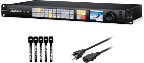 Blackmagic Design Videohub 20x20 12G Zero Latency Video Router with 6ft Power Cord and 5 Pack of SolidSignal Cable Ties (VHUBSMAS12G2020) in Saudi Arabia