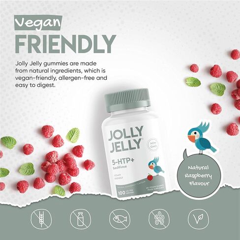5-HTP Gummies 100mg ~ Sleep Supplement with Chamomile & Lemon Balm Extracts ~ Raspberry Flavour ~ 60 Vegan Gummies in Saudi Arabia