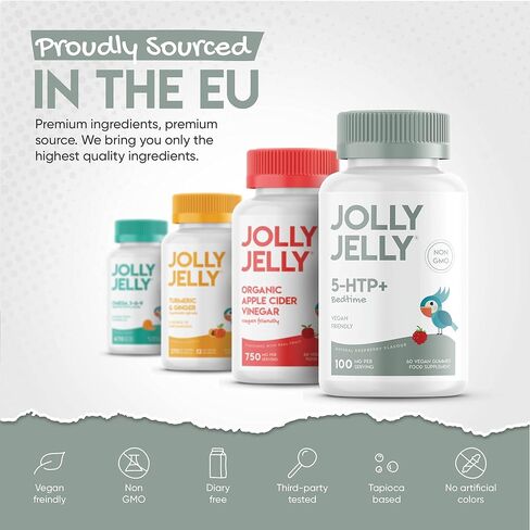 5-HTP Gummies 100mg ~ Sleep Supplement with Chamomile & Lemon Balm Extracts ~ Raspberry Flavour ~ 60 Vegan Gummies in Saudi Arabia