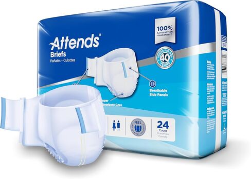 Attends Adult Incontinence Disposable Briefs, Large, 44"-58" Waist with Tab Closures, Maximum Absorbency Core and Breathable Materials, 72ct Case in Saudi Arabia