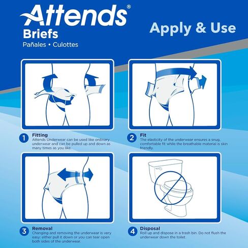 Attends Adult Incontinence Disposable Briefs, Large, 44"-58" Waist with Tab Closures, Maximum Absorbency Core and Breathable Materials, 72ct Case in Saudi Arabia