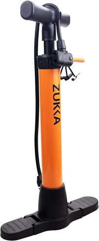 مضخة أرضية الدراجة بدون مقياس ورأس صمام ذكي، مضخة دراجة ضغط عالي 160 رطل لكل بوصة مربعة، برتقالي in Kuwait