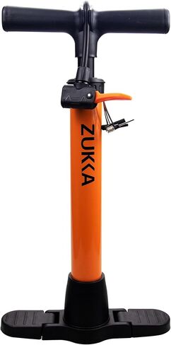 مضخة أرضية الدراجة بدون مقياس ورأس صمام ذكي، مضخة دراجة ضغط عالي 160 رطل لكل بوصة مربعة، برتقالي in Kuwait