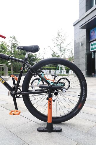 مضخة أرضية الدراجة بدون مقياس ورأس صمام ذكي، مضخة دراجة ضغط عالي 160 رطل لكل بوصة مربعة، برتقالي in Kuwait