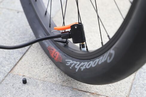 مضخة أرضية الدراجة بدون مقياس ورأس صمام ذكي، مضخة دراجة ضغط عالي 160 رطل لكل بوصة مربعة، برتقالي in Kuwait