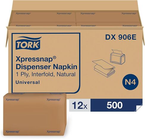 Tork Xpressnap Tabletop Napkin System Starter Pack Black N4, Dispenser and 1 x 500 One-at-a-Time Dispensing Napkins, 80062301 in Saudi Arabia