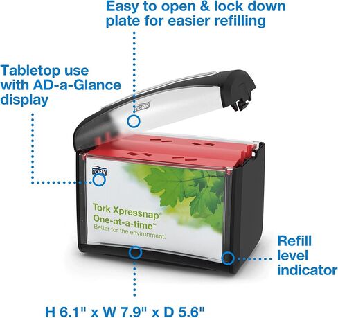 Tork Xpressnap Tabletop Napkin System Starter Pack Black N4, Dispenser and 1 x 500 One-at-a-Time Dispensing Napkins, 80062301 in Saudi Arabia