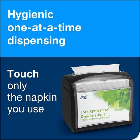 Tork Xpressnap Tabletop Napkin System Starter Pack Black N4, Dispenser and 1 x 500 One-at-a-Time Dispensing Napkins, 80062301 in Saudi Arabia