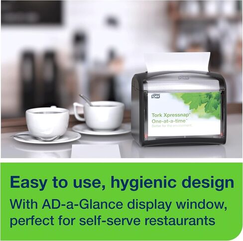 Tork Xpressnap Tabletop Napkin System Starter Pack Black N4, Dispenser and 1 x 500 One-at-a-Time Dispensing Napkins, 80062301 in Saudi Arabia