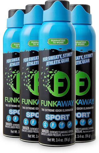 FunkAway Sport Aerosol Spray, 3.4 oz., 4 Pack, The Extreme Odor Eliminator Refreshes Shoes and Sports Gear, For Stuff You Can't Put In The Wash in Saudi Arabia