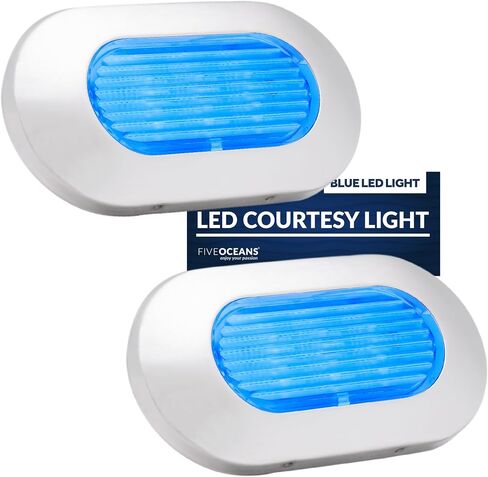 Five Oceans Oblong LED Courtesy Light, Boat Accent Lights, Marine Light for Boat Interior, Deck, Cockpit, Blue LED, IP67 Waterproof, 12V, for Pontoon, Fishing Boat, Yacht, RVs - 2-Pack- FO4138-M2 in Saudi Arabia
