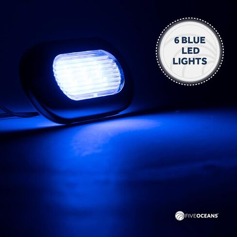 Five Oceans Oblong LED Courtesy Light, Boat Accent Lights, Marine Light for Boat Interior, Deck, Cockpit, Blue LED, IP67 Waterproof, 12V, for Pontoon, Fishing Boat, Yacht, RVs - 2-Pack- FO4138-M2 in Saudi Arabia