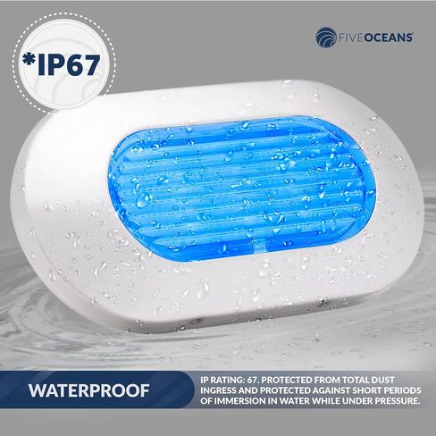 Five Oceans Oblong LED Courtesy Light, Boat Accent Lights, Marine Light for Boat Interior, Deck, Cockpit, Blue LED, IP67 Waterproof, 12V, for Pontoon, Fishing Boat, Yacht, RVs - 2-Pack- FO4138-M2 in Saudi Arabia