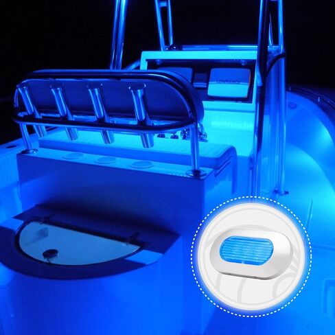 Five Oceans Oblong LED Courtesy Light, Boat Accent Lights, Marine Light for Boat Interior, Deck, Cockpit, Blue LED, IP67 Waterproof, 12V, for Pontoon, Fishing Boat, Yacht, RVs - 2-Pack- FO4138-M2 in Saudi Arabia