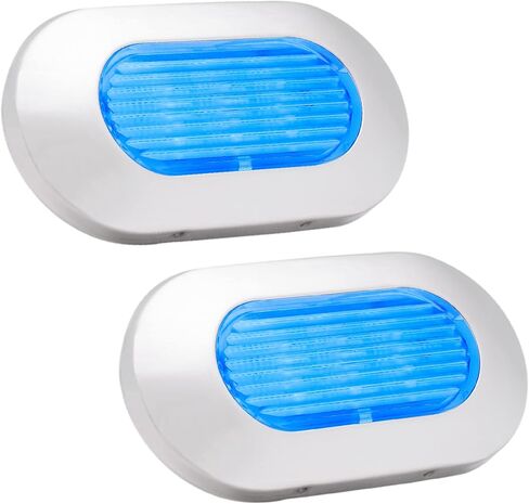 Five Oceans Oblong LED Courtesy Light, Boat Accent Lights, Marine Light for Boat Interior, Deck, Cockpit, Blue LED, IP67 Waterproof, 12V, for Pontoon, Fishing Boat, Yacht, RVs - 2-Pack- FO4138-M2 in Saudi Arabia