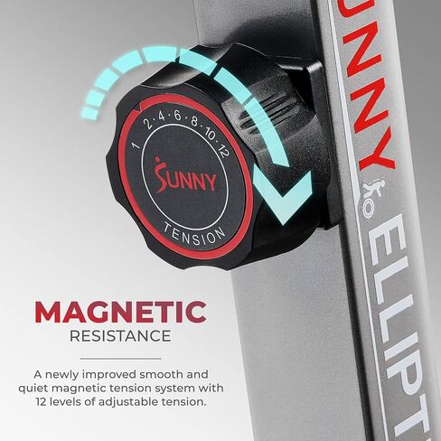 Sunny Health & Fitness Magnetic Elliptical Trainer Machine w/Built-in Pulse Sensor, Low Impact Cardio Exerciser & Full-Body Cross Training for Home, Optional Bluetooth Link to Exclusive SunnyFit App in Saudi Arabia