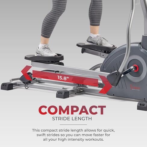 Sunny Health & Fitness Magnetic Elliptical Trainer Machine w/Built-in Pulse Sensor, Low Impact Cardio Exerciser & Full-Body Cross Training for Home, Optional Bluetooth Link to Exclusive SunnyFit App in Saudi Arabia