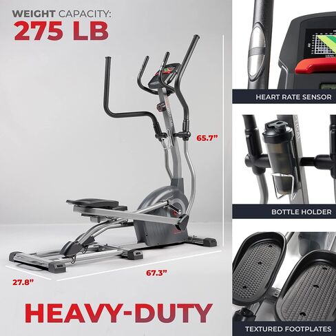 Sunny Health & Fitness Magnetic Elliptical Trainer Machine w/Built-in Pulse Sensor, Low Impact Cardio Exerciser & Full-Body Cross Training for Home, Optional Bluetooth Link to Exclusive SunnyFit App in Saudi Arabia