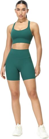 icyzone Women's High Waist Biker Shorts with Pockets Athletic Yoga Gym Shorts Tummy Control in Saudi Arabia