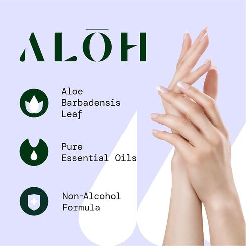 ALŌH Lavender Rosewood + Aloe Sanitizing Hand Wipes - Clean Hands, Clear Mind - On The Go Hand Sanitizer Wipes for Kids and Adults - Travel Size 3 Pack, 20ct Wipes (60 wipes) in Kuwait